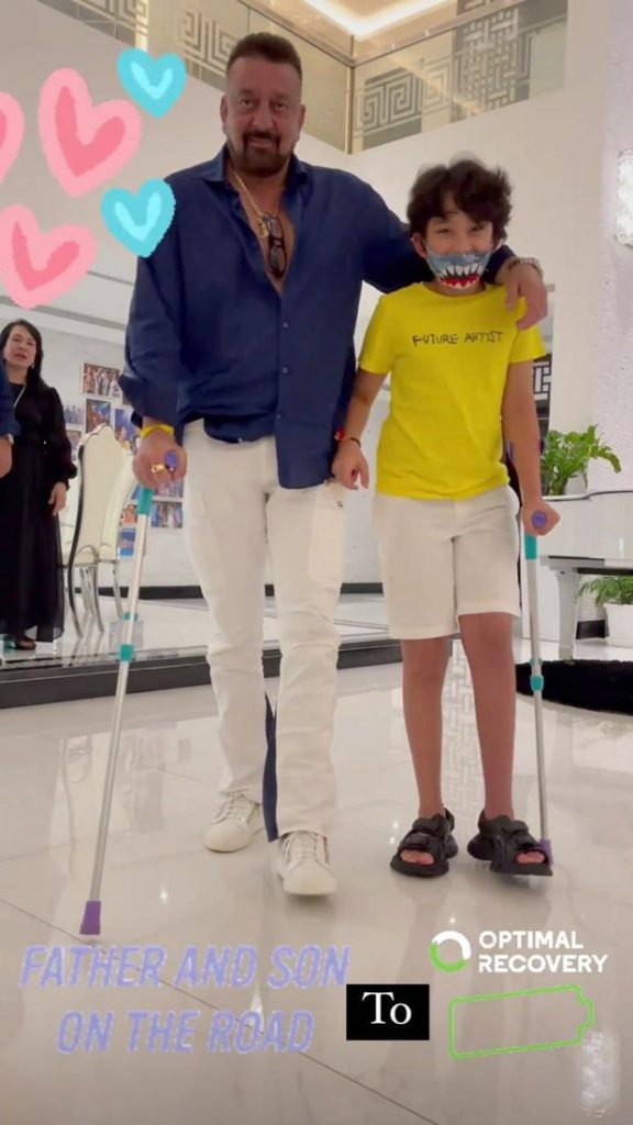 Sanjay Dutt Was Seen Walking With His Son On Crutches Wife Manyata Dutt Shared The Video